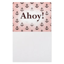 Ahoy! Anchor Pattern Design Pink Stationery Design