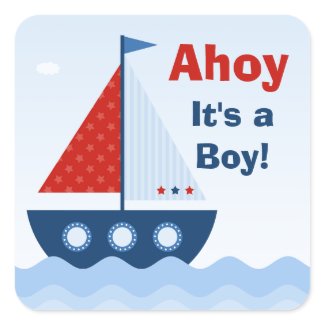 Ahoy Its a Boy Baby Shower Sticker