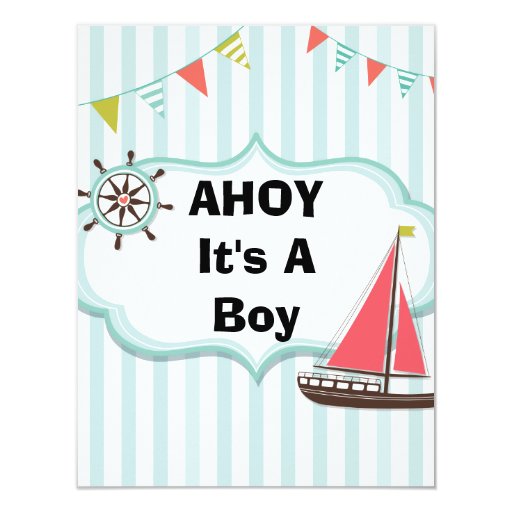Ahoy It's a Boy Nautical Baby Shower Invitation | Zazzle
