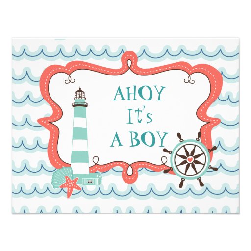 Ahoy It's a Boy Nautical Baby Shower Invitation