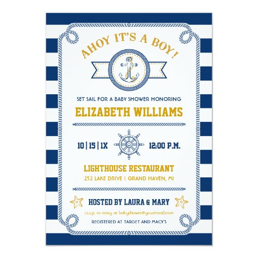 Ahoy It39;s a Boy! Nautical Baby Shower Invitation Zazzle Ahoy It39;s a Boy! Nautical Baby Shower Invitation Zazzle