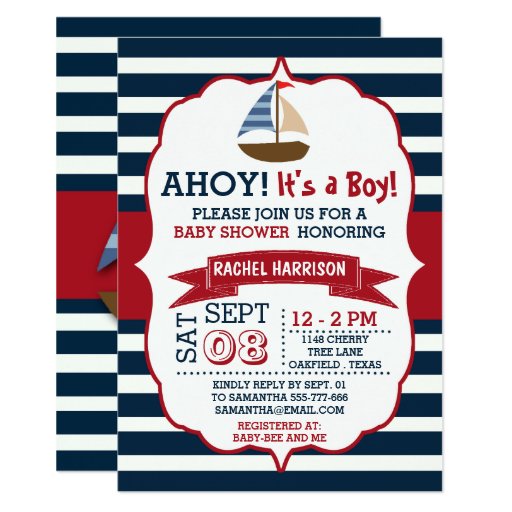 Ahoy It39;s A Boy! Nautical Boat Baby Shower Invites Zazzle Ahoy It39;s A Boy! Nautical Boat Baby Shower Invites Zazzle