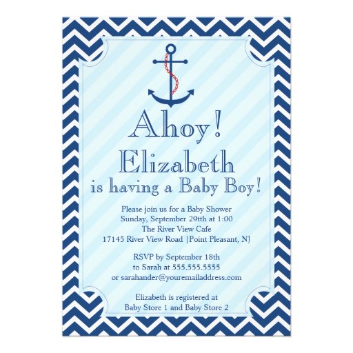 Ahoy It's A Boy Nautical Sailboat Boy Baby Shower Invitation (front side)