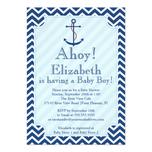Ahoy It39;s A Boy Nautical Sailboat Boy Baby Shower 5quot; X 7quot; Invit