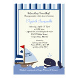 Ahoy Mate Blue Stripe Whale Baby Shower 5x7 Card