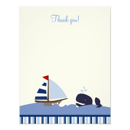 Ahoy Mate Blue Whale 4x5 Flat Thank you note Invite