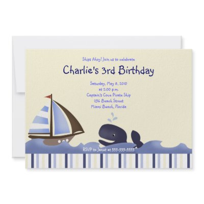 Ahoy Mate Blue Whale Birthday 5x7 Nautical Invitations by allpetscherished