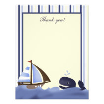 Ahoy Mate Blue Whale Flat Thank you card Personalized Announcement