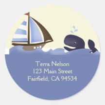 Ahoy Mate Blue Whale Return Address Stickers