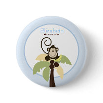 Ahoy Mate Monkey Palm Tree NAME TAG Custom Button