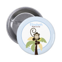 Ahoy Mate Monkey Palm Tree NAME TAG Custom Button