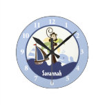 Ahoy Mate Monkey Whale Wall Clock Add a Name