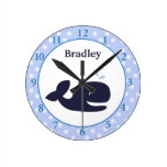 Ahoy Mate Navy Blue Whale Wall Clock