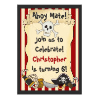 Ahoy Mate! Pirate Birthday Invitation for Boys