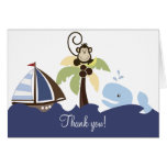 Ahoy Mate Whale & Monkey Thank you Card