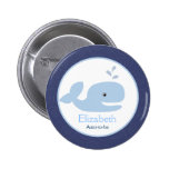 Ahoy Mate Whale NAME TAG Custom Button