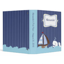Ahoy Mate Whale Nautical Sailboat Customized Vinyl Binder