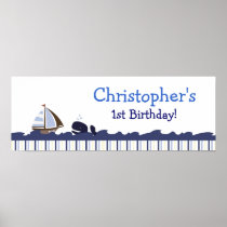 Ahoy Mate Whale Personalized Birthday Banner Poster