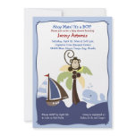 Ahoy Mate Whale, Sailboat & Monkey Invitation 5x7