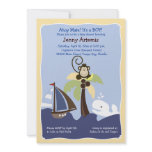 Ahoy Mate Whale, Sailboat & Monkey Invitation 5x7