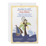 Ahoy Mate Whale, Sailboat &amp; Monkey Invitation 5x7