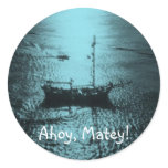 Ahoy Matey envelope seals blue Round Sticker