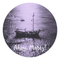 Ahoy Matey envelope seals purple Stickers