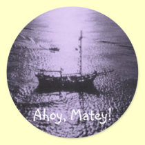 Ahoy Matey envelope seals purple stickers