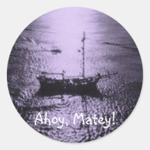 Ahoy Matey envelope seals purple Stickers