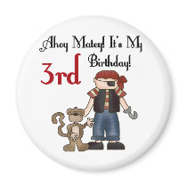 Ahoy Matey Pirate 3rd Birthday Tshirts and Gifts Refrigerator Magnet