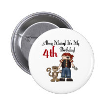 Ahoy Matey Pirate 4th Birthday Buttons