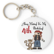 Ahoy Matey Pirate 4th Birthday Tshirts and Gifts Key Chain