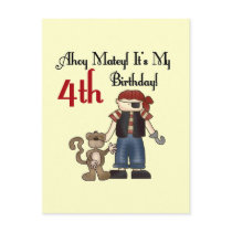 Ahoy Matey Pirate 4th Birthday Tshirts and Gifts postcards