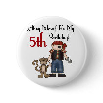 Ahoy Matey Pirate 5th Birthday Pin