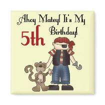 Ahoy Matey Pirate 5th Birthday Refrigerator Magnets