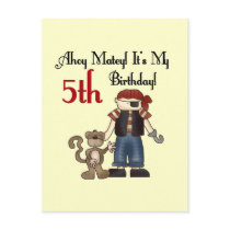 Ahoy Matey Pirate 5th Birthday postcards