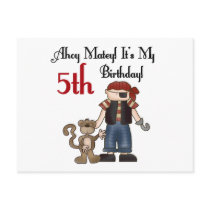 Ahoy Matey Pirate 5th Birthday postcards