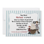 Ahoy Matey -Pirate birthday party invitation-b n w
