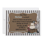 Ahoy Matey -Pirate birthday party invitation-brown