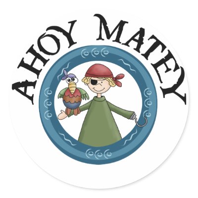 Ahoy Matey Pirate with Parrot Stickers