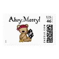 Ahoy Matey Teddy Bear Pirate Postage Stamp
