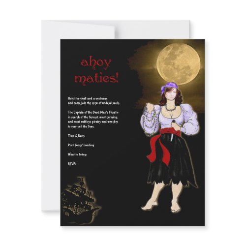 Ahoy Maties! Pirate Wench Halloween Party invitation