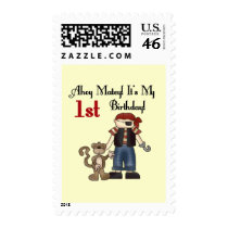 Ahoy Pirate First Birthday Tshirts and Gifts Postage Stamps