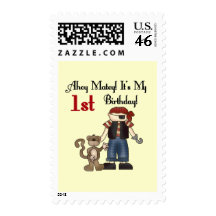 Ahoy Pirate First Birthday Tshirts and Gifts Postage Stamps