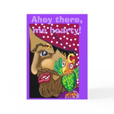 Ahoy there,me hearty! Pirate party invitation Greeting Card by Annaart