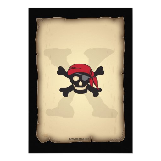 Ahoy Treasure Map Pirate Birthday Party Invitation
