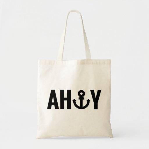 Ahoy with anchor budget tote bag | Zazzle