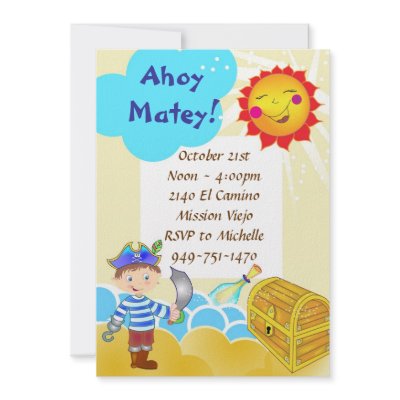 AhoyMatey Pirate birthday party invite by printmeaparty