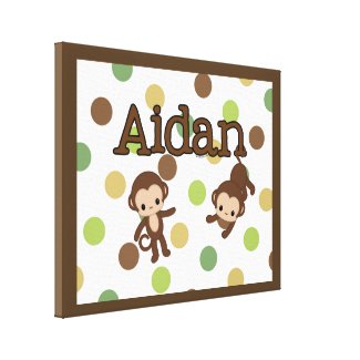 AIDAN Personalized Monkey Wall Art Name Canvas