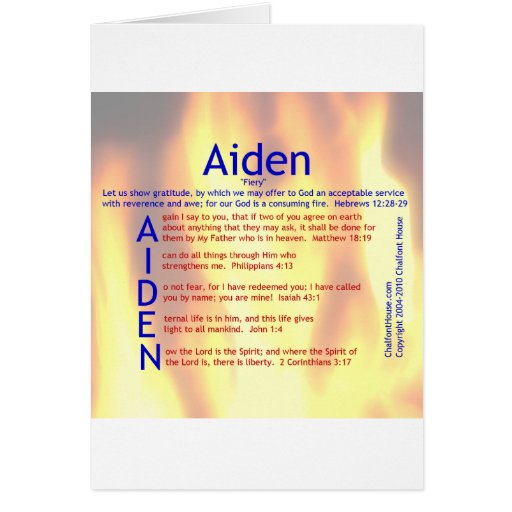 Aiden Acrostic Card Zazzle